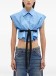 MSGM блузка с поясом, синий - фото 3