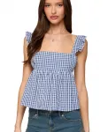 Женский топ Jenson без спинки в клетку Edikted, синий - фото