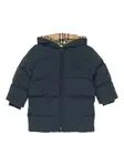 Пуховик с капюшоном BURBERRY KIDS, синий - фото