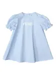 Платье с вышитыми рукавами-буфами FENDI KIDS, синий - фото