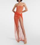 Кружевное боди Laquan Smith, апельсин - фото 2