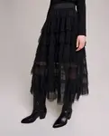 Юбка-миди с рюшами из тюля Maje, черный - фото 2