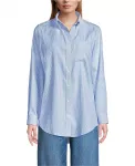 Женская рубашка No Iron Pinpoint Mens Fit Lands' End, синий - фото