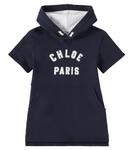 Трикотажное хлопковое платье Chloé Kids, темно-синий - фото