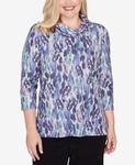 Топ Petite Lake Champlain Animal Melange с рукавами три четверти Alfred Dunner, Grape - фото