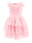 Ярусное платье с оборками Monnalisa, розовый - фото