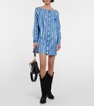 Полосатое мини-платье с открытыми плечами Etro, синий - фото 3