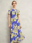 Шелковое платье миди с цветочным принтом Petite Hobbs, Blue/Yellow - фото 5