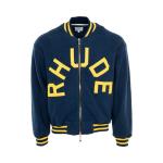 Куртка Rhude Oversized Logo Terry Varsity, Navy/Yellow - фото