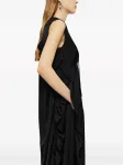 Атласное платье макси с оборками JIL SANDER, черный - фото 5