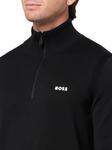 BOSS мужской свитер с четвертью молнии Tech Flex Cotton Stretch, Black Gloss - фото 3