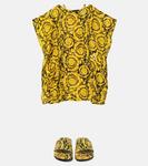 Кафтан из хлопка и шелка с принтом в стиле барокко Versace, разноцветный - фото 2