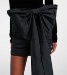 Мини-платье из бархата с бантом и сборками Rotate, Black - фото 5