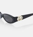 Овальные солнцезащитные очки Interlocking G Gucci, Black-Black-Grey - фото 2