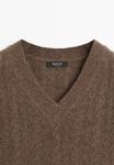 Джемпер Massimo Dutti V-NECK, Dark Brown - фото 6