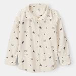 Детская рубашка на пуговицах с длинным рукавом из вельвета с новогодним принтом Carter'S - фото