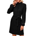 Свитер-платье с горлом и разрезом Clearflower, Black - фото 3