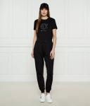 Футболка женская Armani Exchange с вышитым бисером логотипом, черный - фото 2