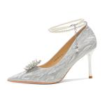 Ainer-cat Ainer cat Slim Heel High Heels 8cm Women's Silver - фото 11