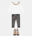 Топ из хлопкового джерси с оборками Monnalisa, Pann - фото 2