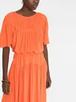 Шелковое платье миди со сборками Marni, оранжевый - фото 5