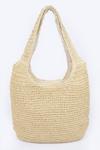 Искусственная соломенная сумка хобо FASHNZFAB, хаки - фото 2