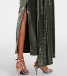 Платье-корсет с драпировкой и пайетками Alex Perry, Dark Olive - фото 6