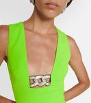 Украшенное асимметричное мини-платье DAVID KOMA, зеленый - фото 4