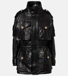 Кожаная куртка-парка Balmain, Noir - фото