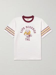 Футболка из хлопкового джерси с принтом в полоску KAPITAL, белый