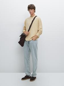 Свитер с круглым вырезом из смесовой шерсти Massimo Dutti, бледно-желтый