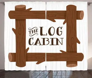 Штора в деревенском стиле ABAKUHAUS Log Cabin, квадратная деревянная рама, присборенная тесьма для спальни с петлями и крючками, 280 x 225 см, бледно-белое красное дерево Abakuhaus