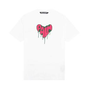 Футболка Palm Angels Spray Heart Classic Tee 'White/Fuchsia', белый