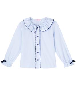 Топ из хлопкового поплина с фестончатым краем Sacha La Coqueta, синий