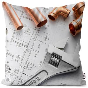 VOID Строительный инструмент. Планы. Чехол на подушку. Полиэстер. Водонепроницаемая подушка для улицы и дома. Размер: 60 x 60 см.