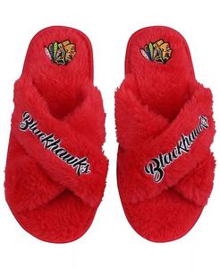 Женские тапочки Chicago Blackhawks Script Cross Slide FOCO