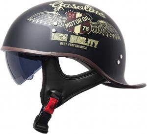 Шлем KANMUASD Motorcycle винтажный, черный