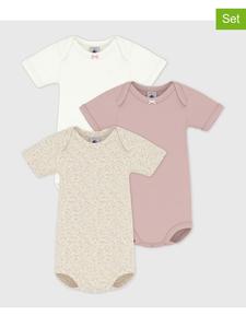 PETIT BATEAU Комплект из 3 боди розового/бежевого/белого цвета