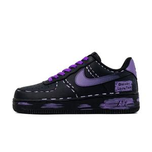 Nike Кроссовки для скейтбординга Air Force 1 Unisex низкие черные с фиолетовым контрастом