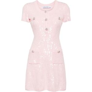 Платье-мини с пайетками Self-portrait, розовый