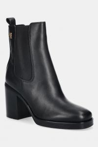 Ботильоны Chelsea High Block HL из кожи с квадратным носком Tommy Hilfiger, черный