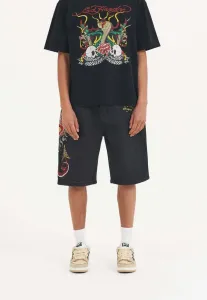 Джинсовые шорты "дьявольская русалка" Ed Hardy, Black
