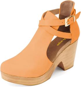 Женские ботильоны на плоской подошве с округлым носком, ремешками с пряжками, из пробки, массивные, на высоком каблуке, для повседневной носки, работы, офиса, размеры 37-44 Wo wagas, Orange/Abendrot Im Zickzackmuster (Sunset Chevron)