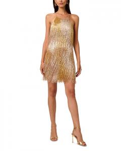 Мини-платье Amelia с бахромой из бисера Liv Foster, коричневый/бежевый