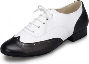 Мужские танцевальные туфли Honeystore на шнуровке с круглым носком, комбинированная кожа, современное исполнение танго, джаз, бальные и латинские танцы, белый