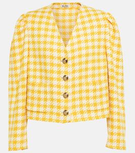 Укороченный твидовый жакет в ломаную клетку Miu Miu, Giallo