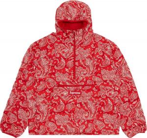 Пуловер Supreme Micro Down Half Zip Hooded Pullover 'Red Paisley', красный