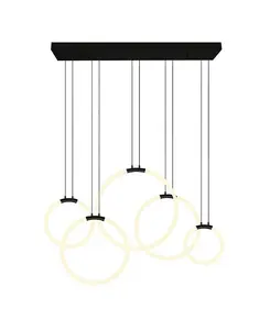 27-Дюймовая люстра с металлическими обручами и 5 светодиодными лампами Cwi Lighting, black
