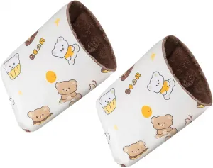 Ветрозащитные мотоциклетные перчатки, мотоциклетные перчатки, ветрозащитные перчатки для руля снегохода с принтом медведя, ветрозащитные теплые перчатки для руля, утолщенная плюшевая подкладка для ветрозащитного экрана мотоцикла, Yellow beige