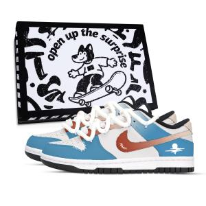 Nike Кроссовки для скейтбординга Dunk Deep Sea Bright Moon, устойчивые к истиранию и скольжению, низкие, унисекс, красные, синие, белые